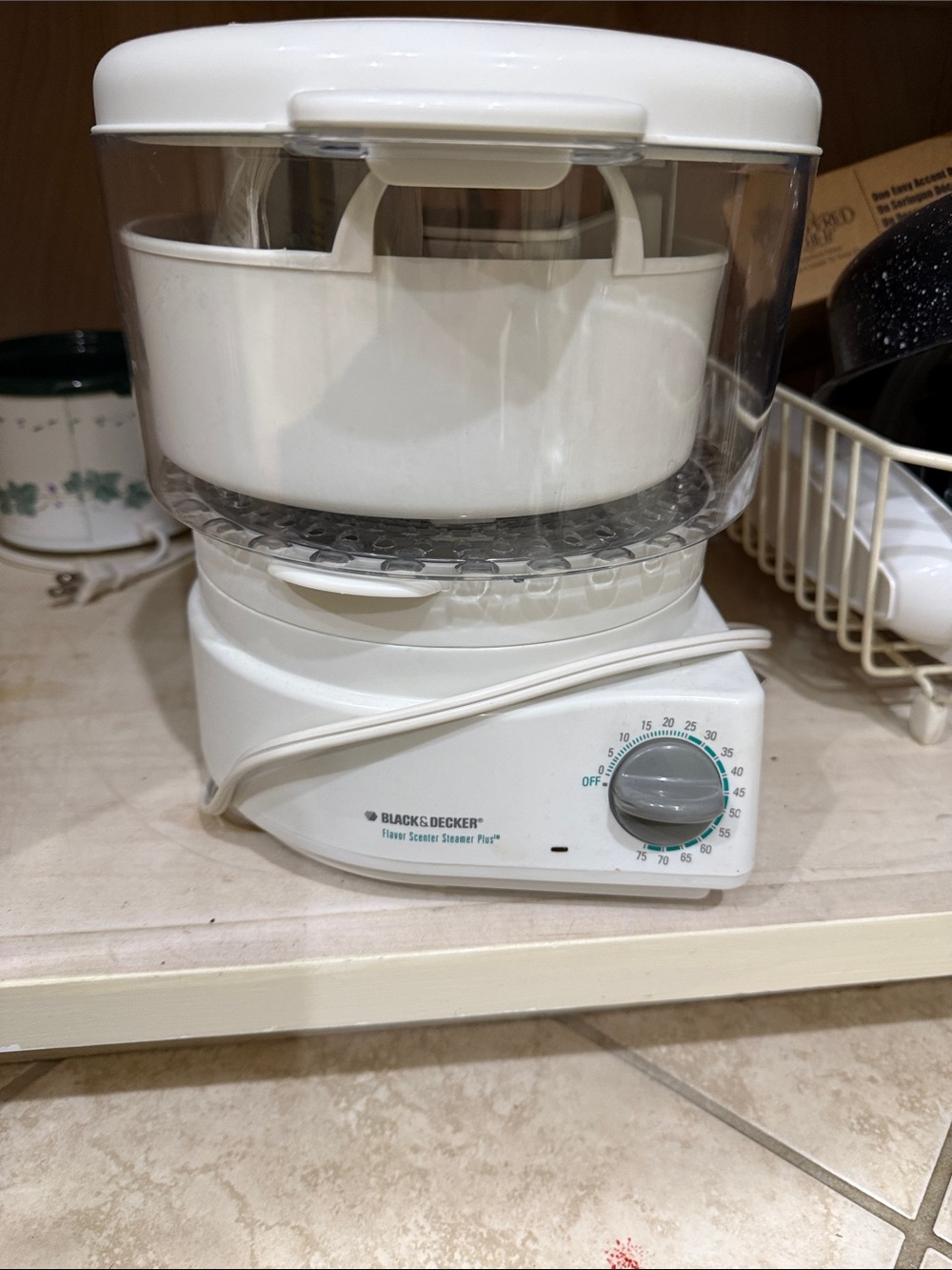 Black & Decker White Electric Food Steamer with Clear Reservoir